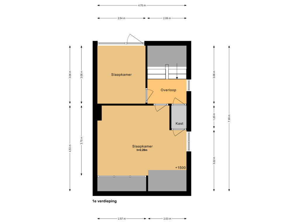 Bekijk plattegrond van 1e verdieping van Burenweg 7