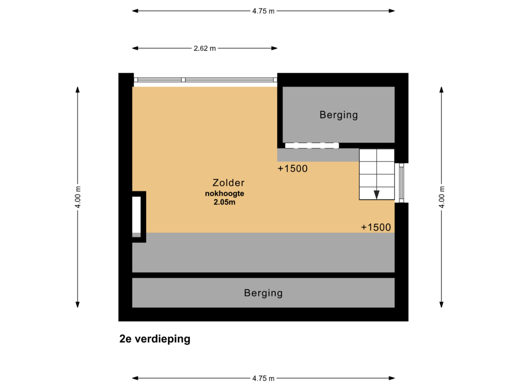 Bekijk plattegrond van 2e verdieping van Burenweg 7