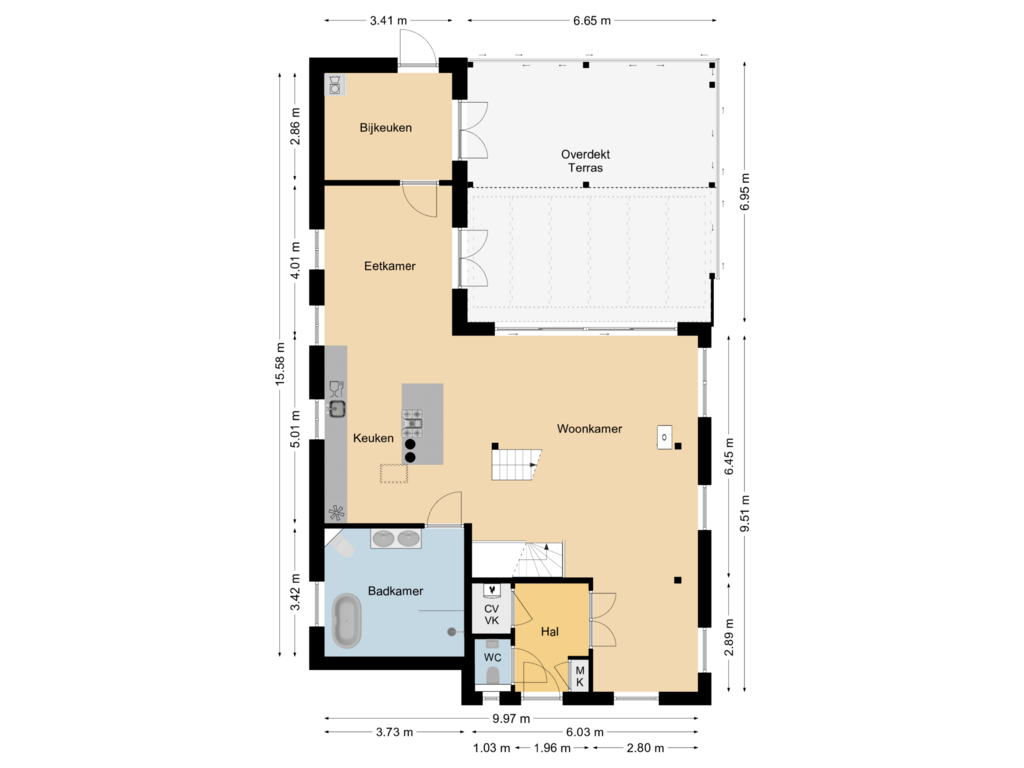 Bekijk plattegrond van Begane Grond van Schootbruggeweg 14-A