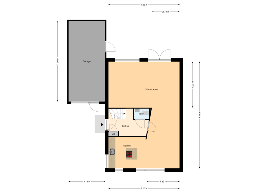 Bekijk plattegrond van Begane Grond van Erve Aarnink 8