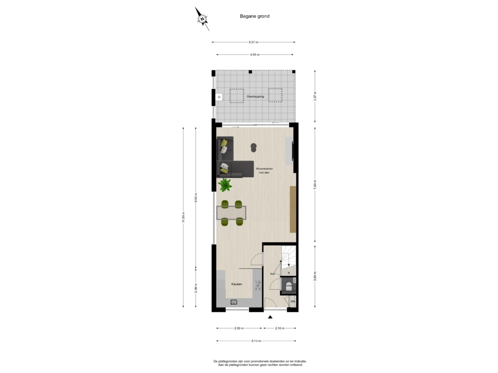 View floorplan of Begane grond of Marga Klompélaan 281