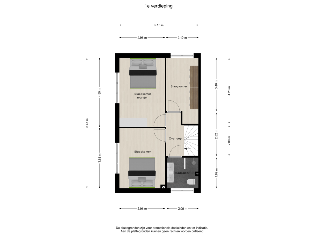 View floorplan of 1e verdieping of Marga Klompélaan 281