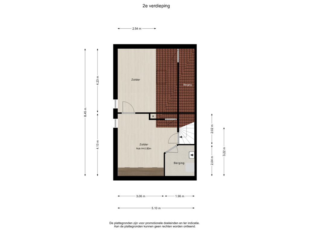 View floorplan of 2e verdieping of Marga Klompélaan 281