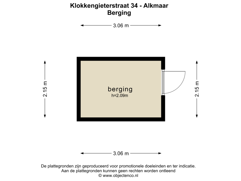 View floorplan of BERGING of Klokkengieterstraat 34