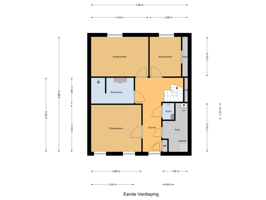 Bekijk plattegrond van Eerste Verdieping van Clarissenhof 2