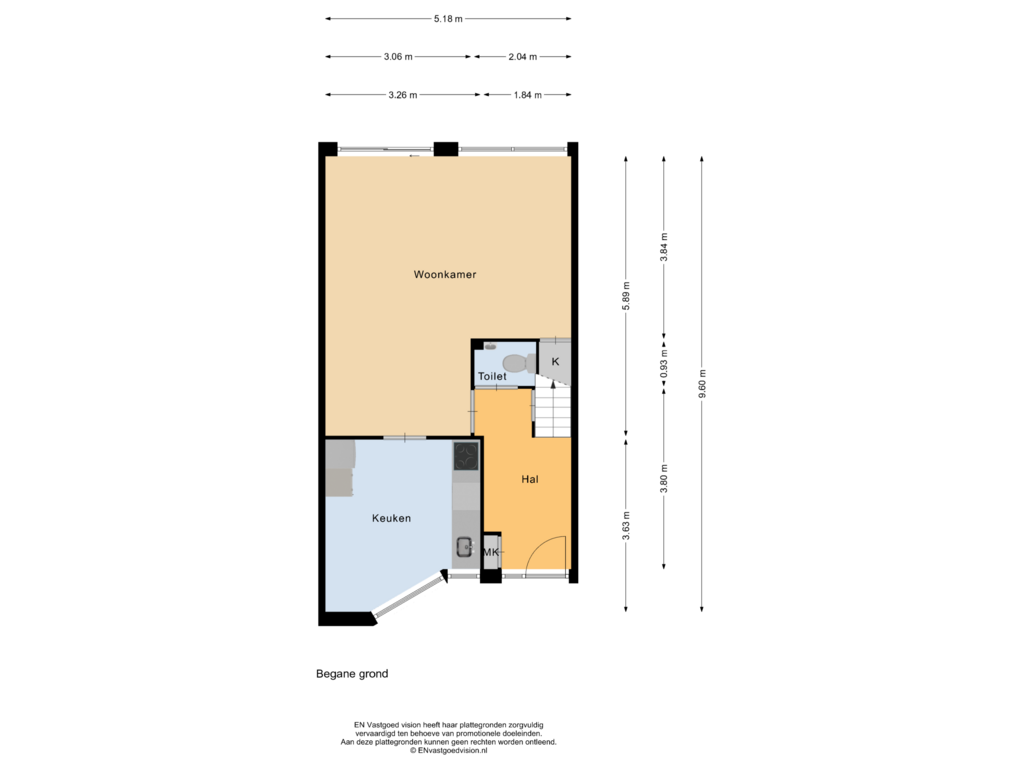 Bekijk plattegrond van Begane grond van Jacob Krüsestraat 162