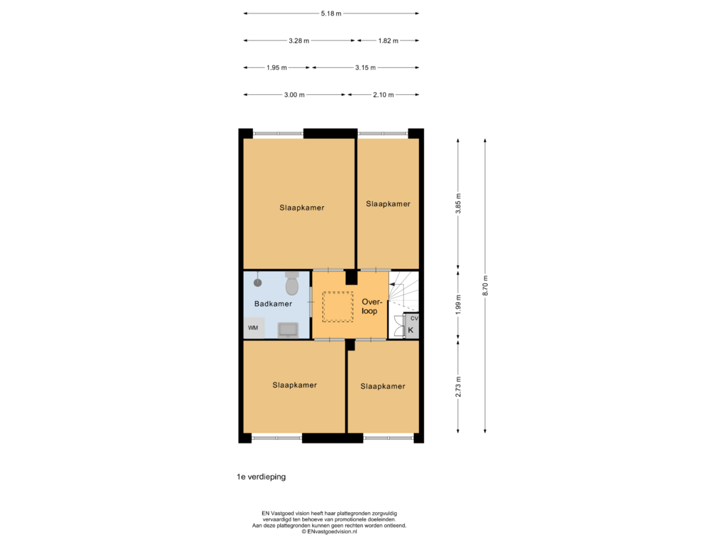 Bekijk plattegrond van 1e verdieping van Jacob Krüsestraat 162