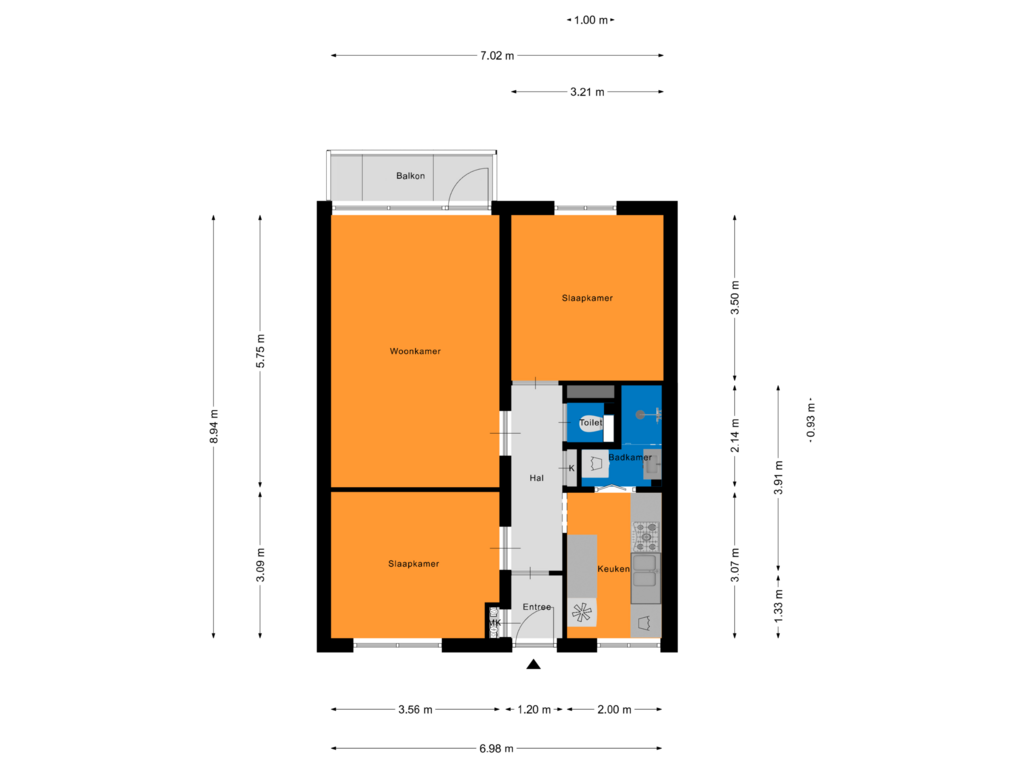 View floorplan of Appartement of Maassingel 28