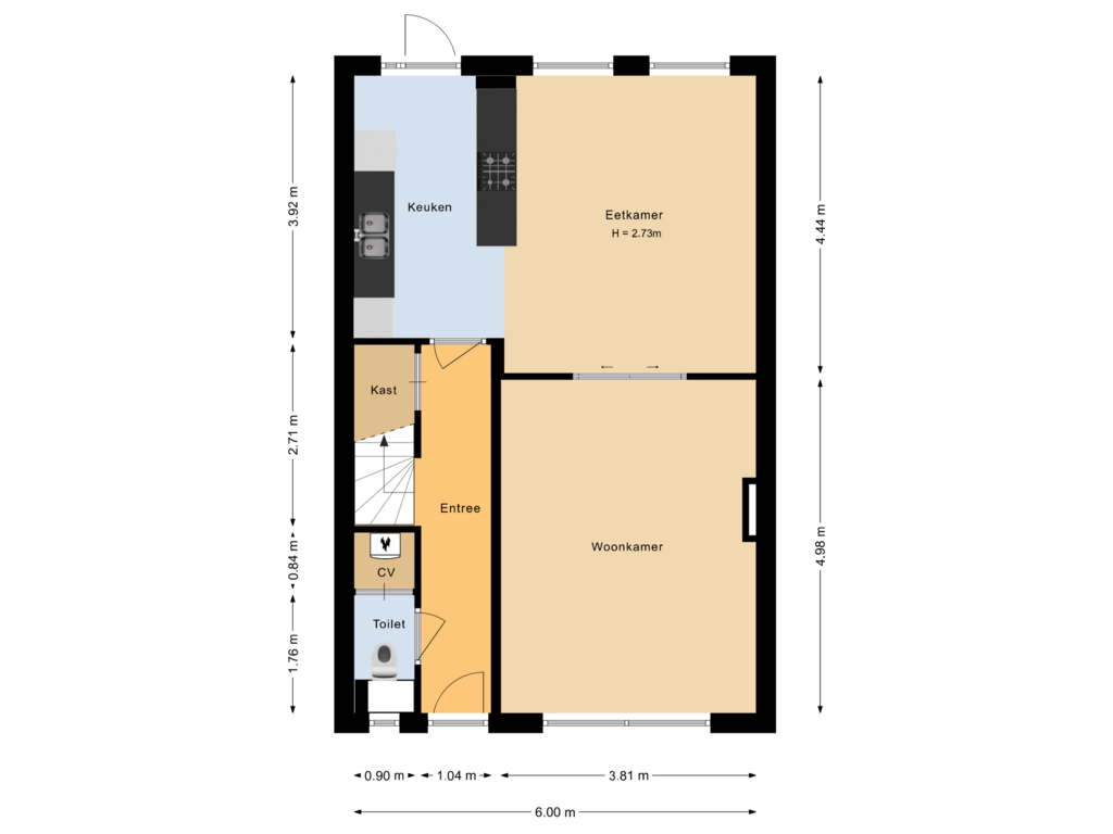 View floorplan of Begane grond of Smeepoortenbrink 14