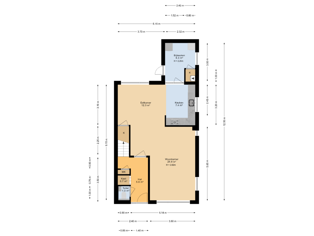 View floorplan of Begane grond of Brinkweg 7