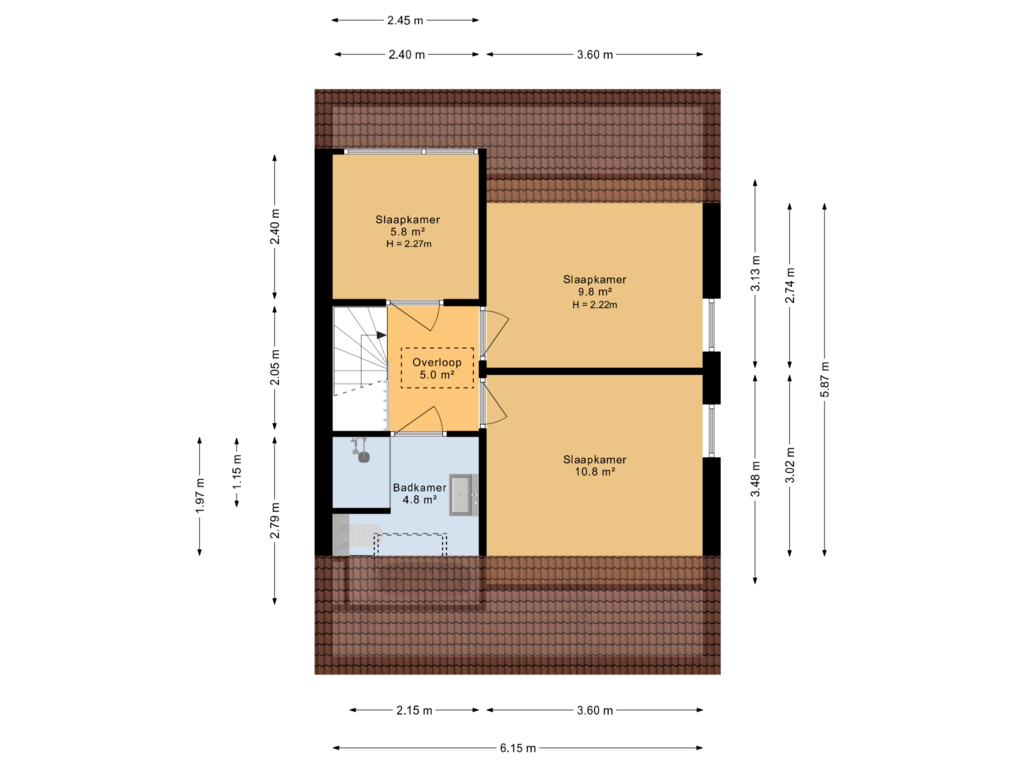 View floorplan of 1e verdieping of Brinkweg 7