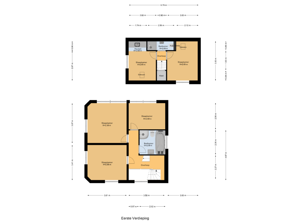 View floorplan of Eerste Verdieping of Beukenlaan 17