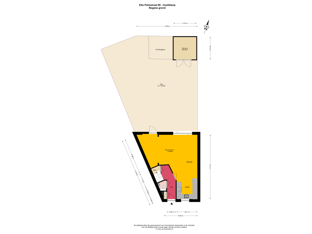 View floorplan of Begane grond of Etta Palmstraat 89