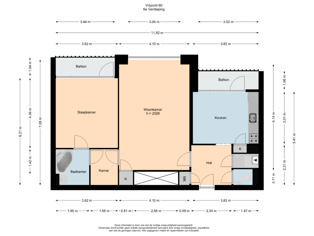 View floorplan of 6e Verdieping of Vrijzicht 60