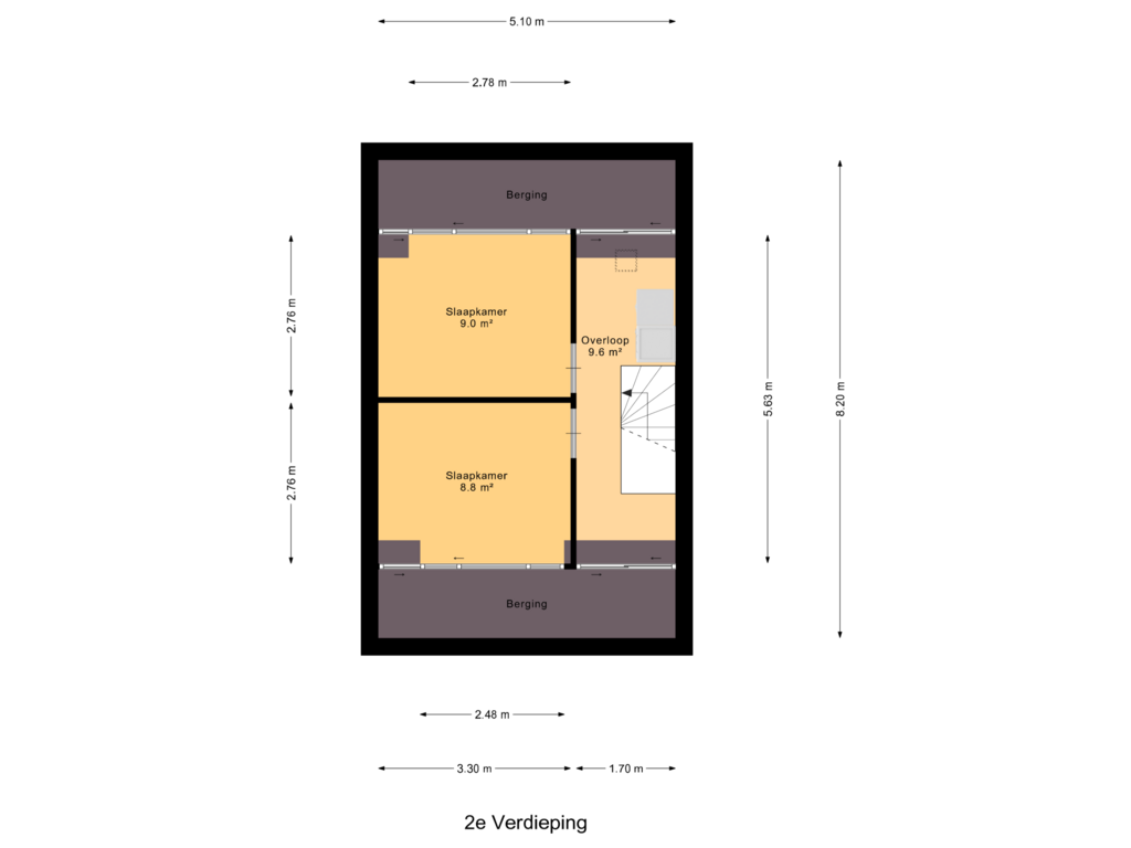 Bekijk plattegrond van 2e Verdieping van Burgemeester Winklerstraat 45