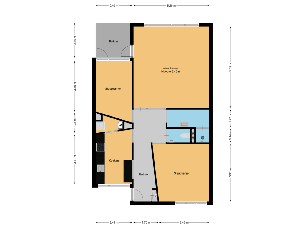 View floorplan of 1e verdieping of Noordeinde 277