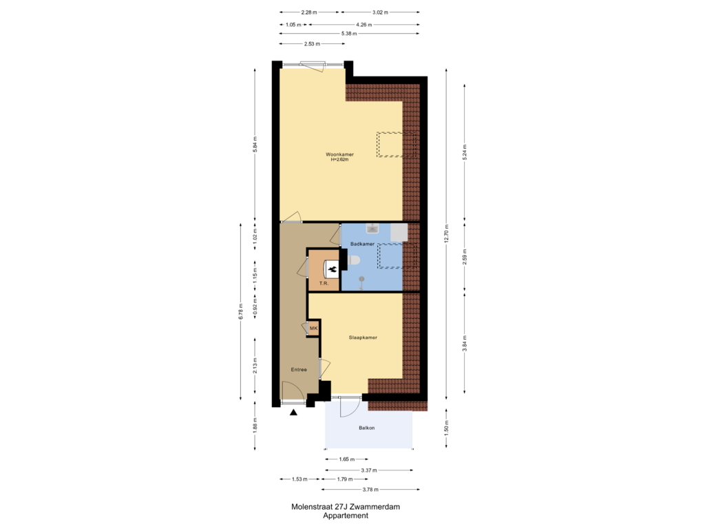 Bekijk plattegrond van Appartement van Molenstraat 27-J