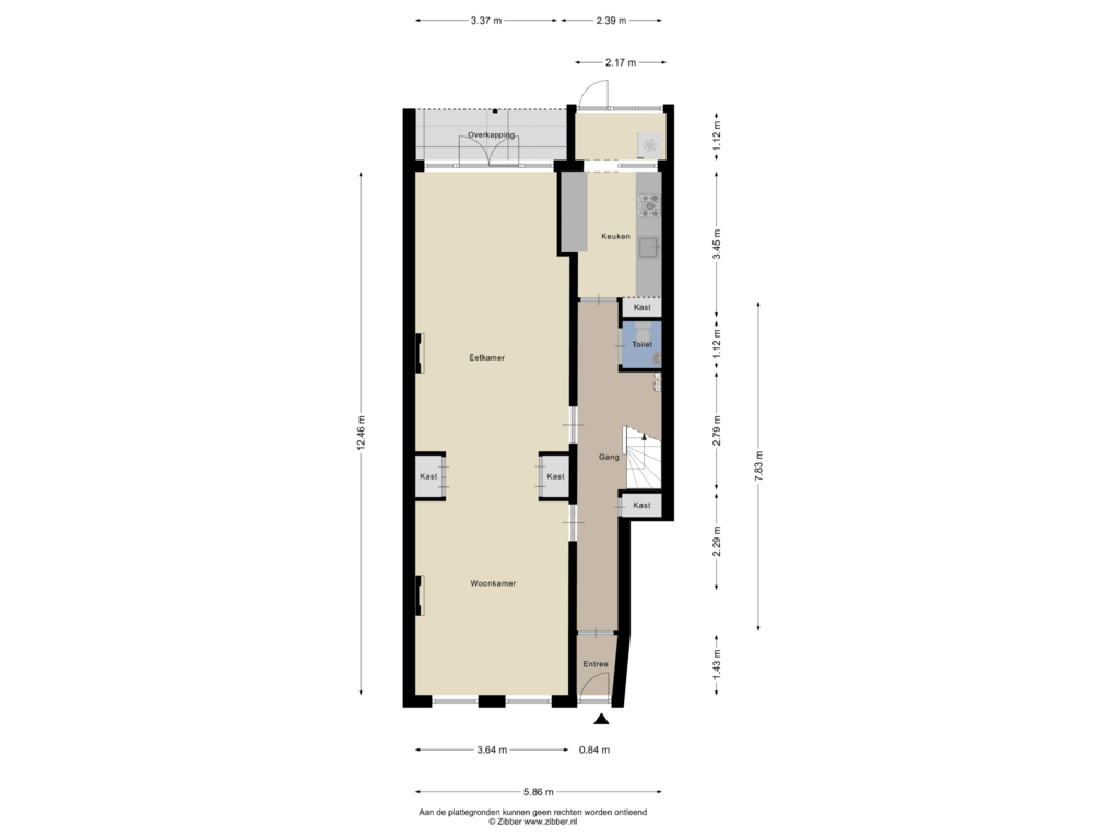 Bekijk plattegrond van Begane grond van Bergweg 241-B