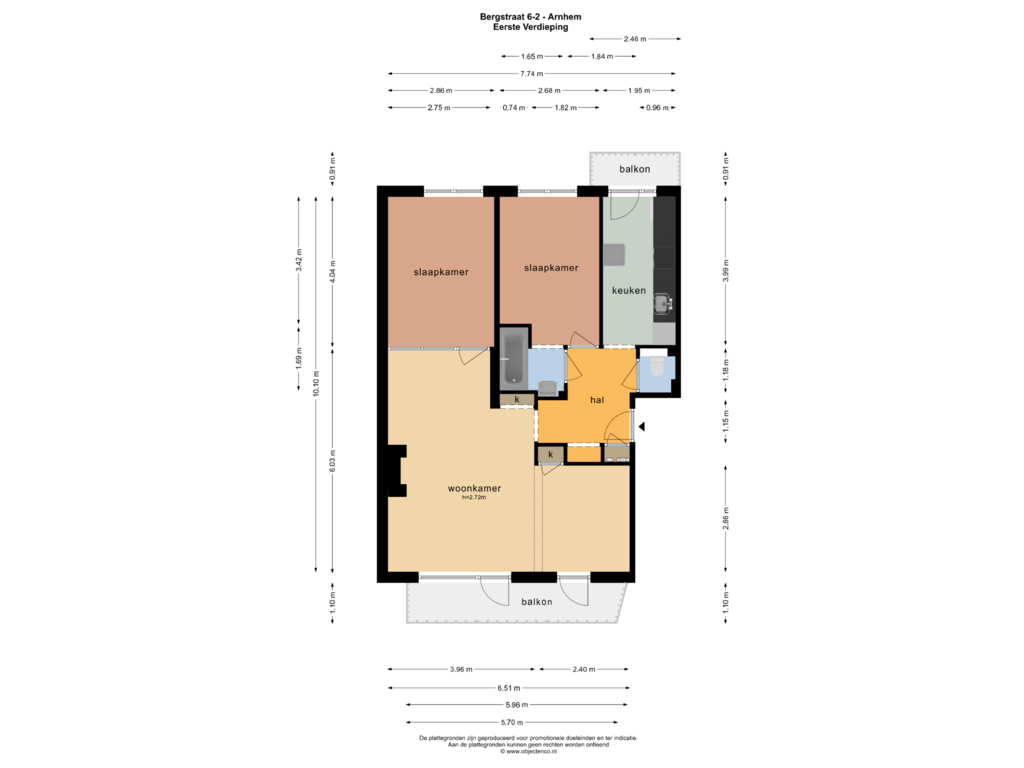 View floorplan of EERSTE VERDIEPING of Bergstraat 6-2