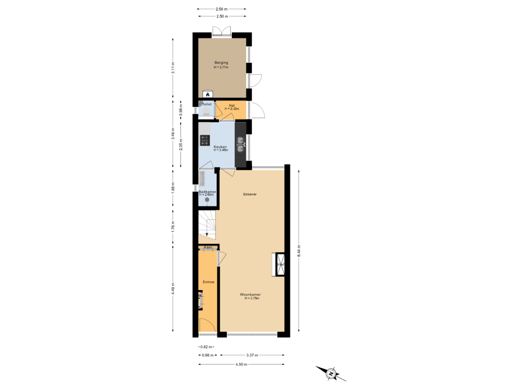 View floorplan of Begane grond of Grote Hout- of Koningsweg 60