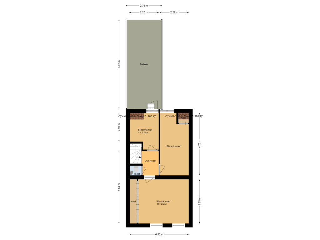 View floorplan of Eerste verdieping of Grote Hout- of Koningsweg 60