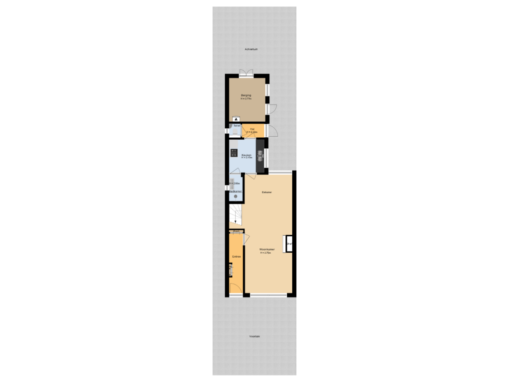 View floorplan of Situatie of Grote Hout- of Koningsweg 60