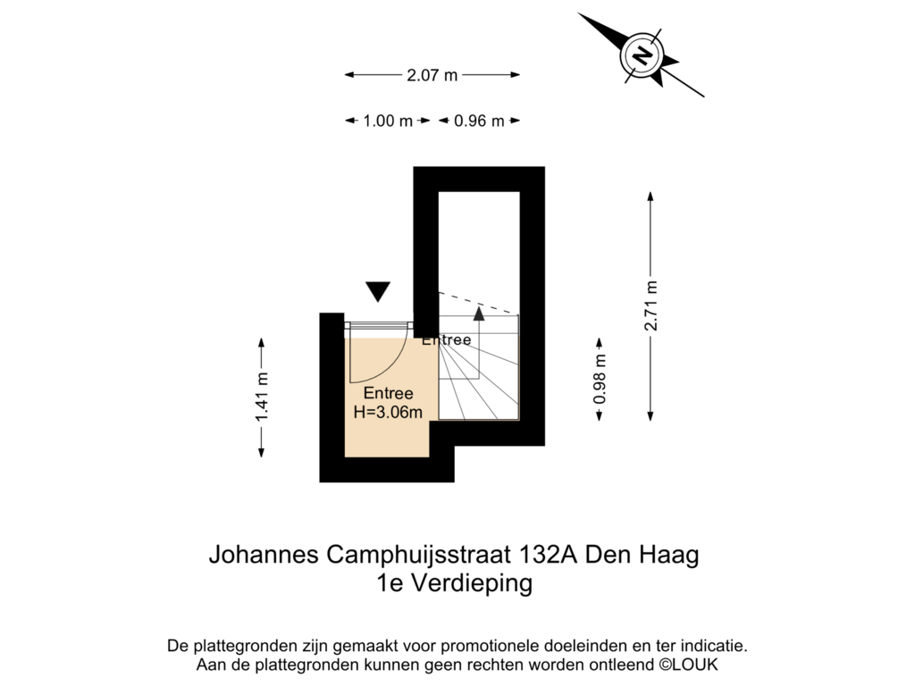 Bekijk plattegrond van 1e Verdieping van Johannes Camphuijsstraat 132-A