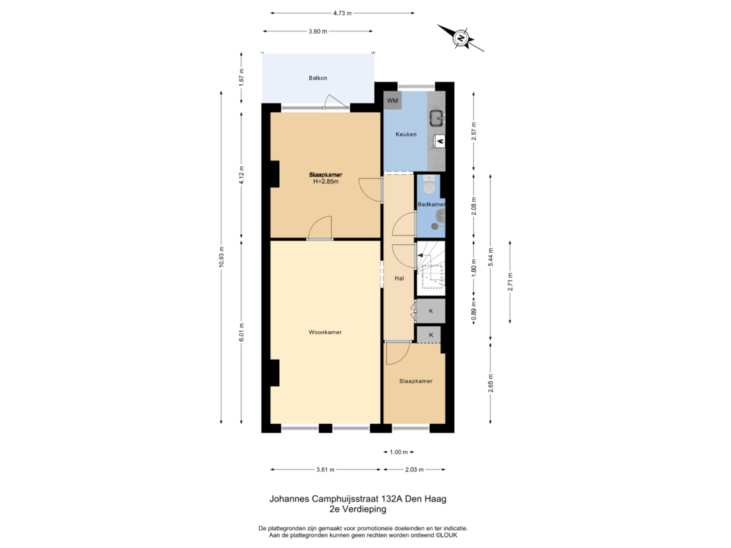 Bekijk plattegrond van 2e Verdieping van Johannes Camphuijsstraat 132-A