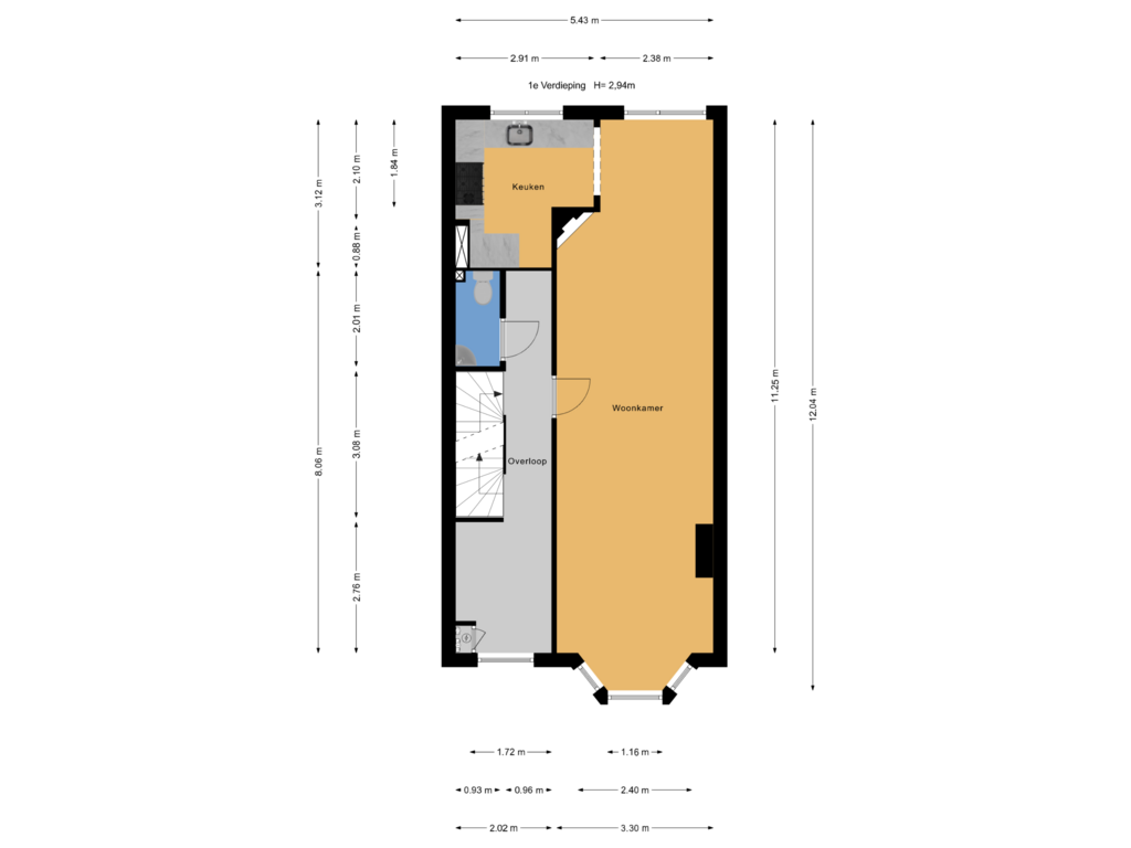 Bekijk plattegrond van 1e Verdieping van Nicolaas Tulpstraat 30