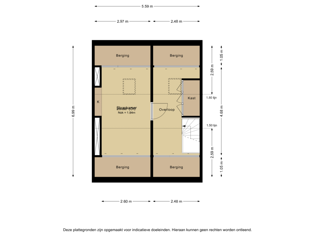 View floorplan of 2e verdieping of Narcissenstraat 9