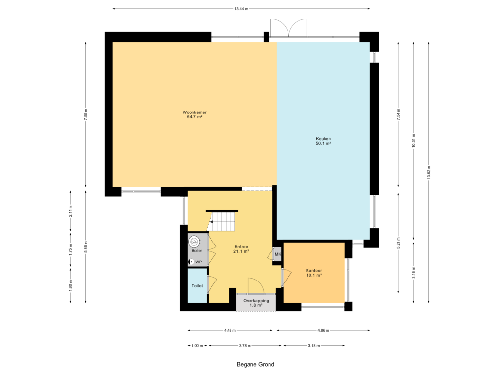 Bekijk plattegrond van Begane grond van Hertog Albrechtlaan 48