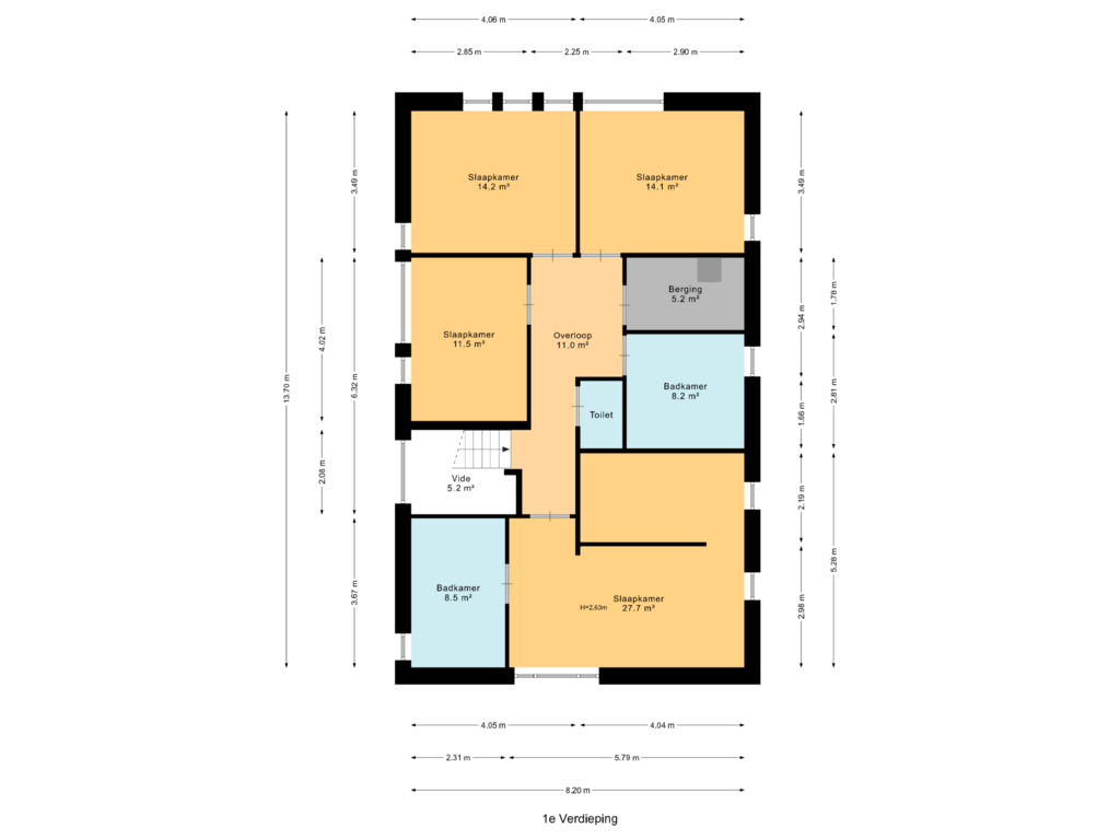 Bekijk plattegrond van 1e verdieping van Hertog Albrechtlaan 48