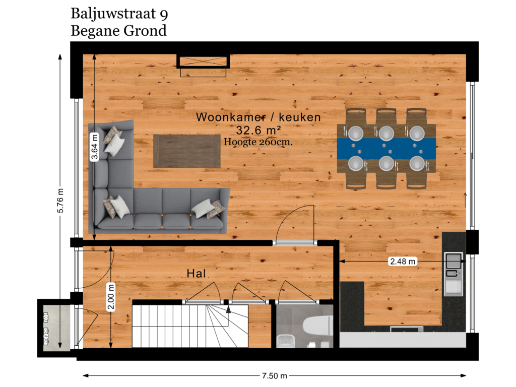 View floorplan of Begane Grond of Baljuwstraat 9