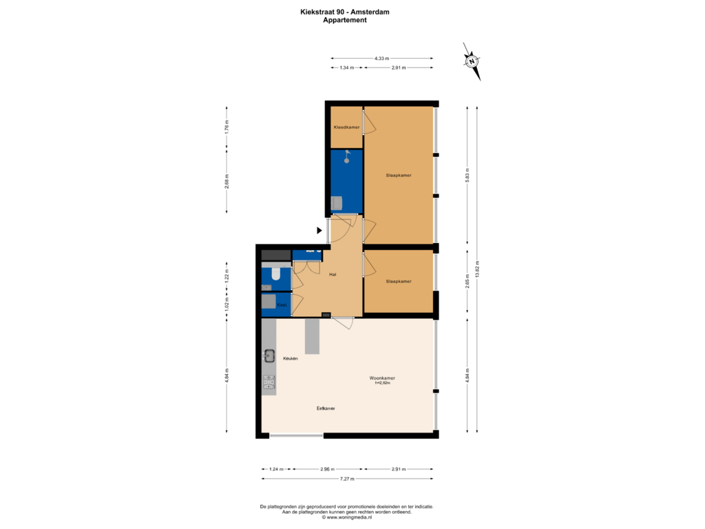 Bekijk plattegrond van Appartement van Kiekstraat 90