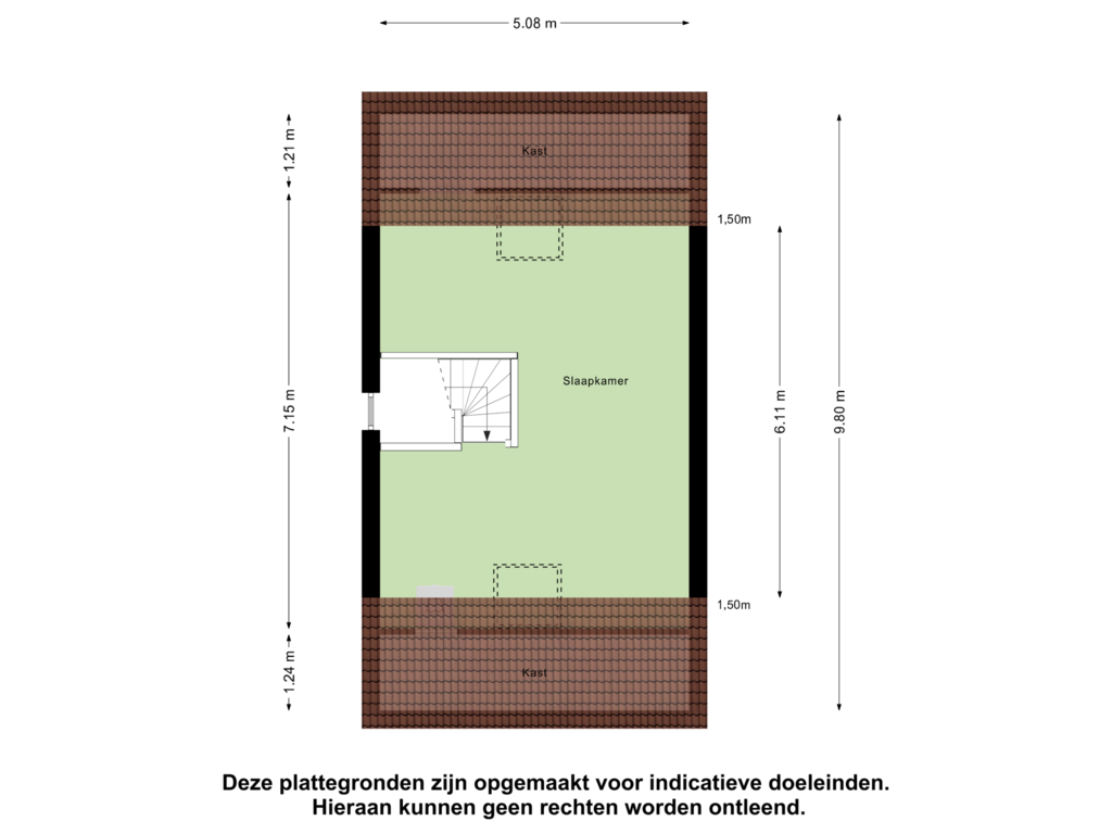 View floorplan of Tweede verdieping of Kamgras 21