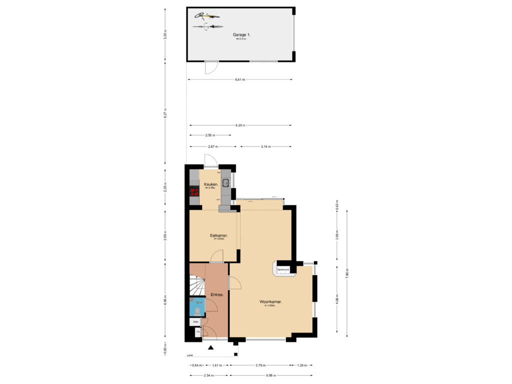 Bekijk plattegrond van Beganegrond van Dorresteinseweg 34