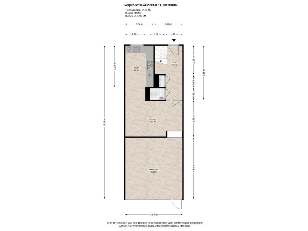 Bekijk plattegrond van Begane grond van Jacques Nycolaasstraat 11