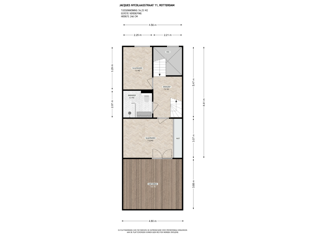 Bekijk plattegrond van 1e Verdieping van Jacques Nycolaasstraat 11