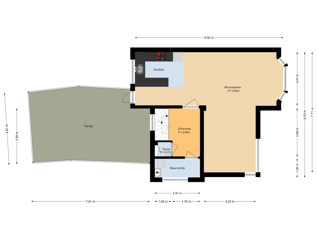 Bekijk plattegrond van Eerste verdieping van Molenleystraat 25-A