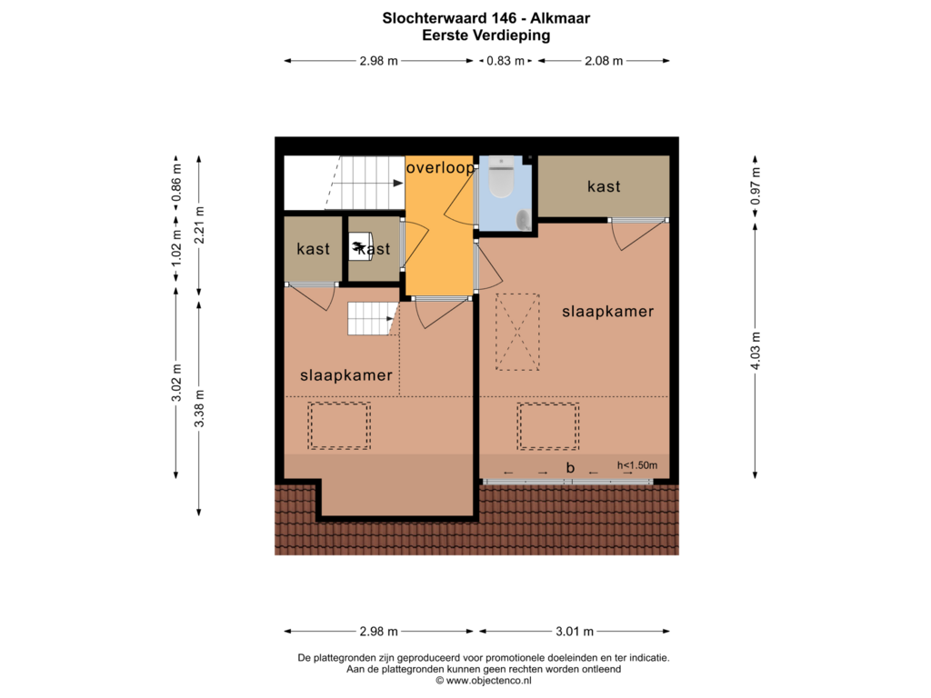 View floorplan of EERSTE VERDIEPING of Slochterwaard 146