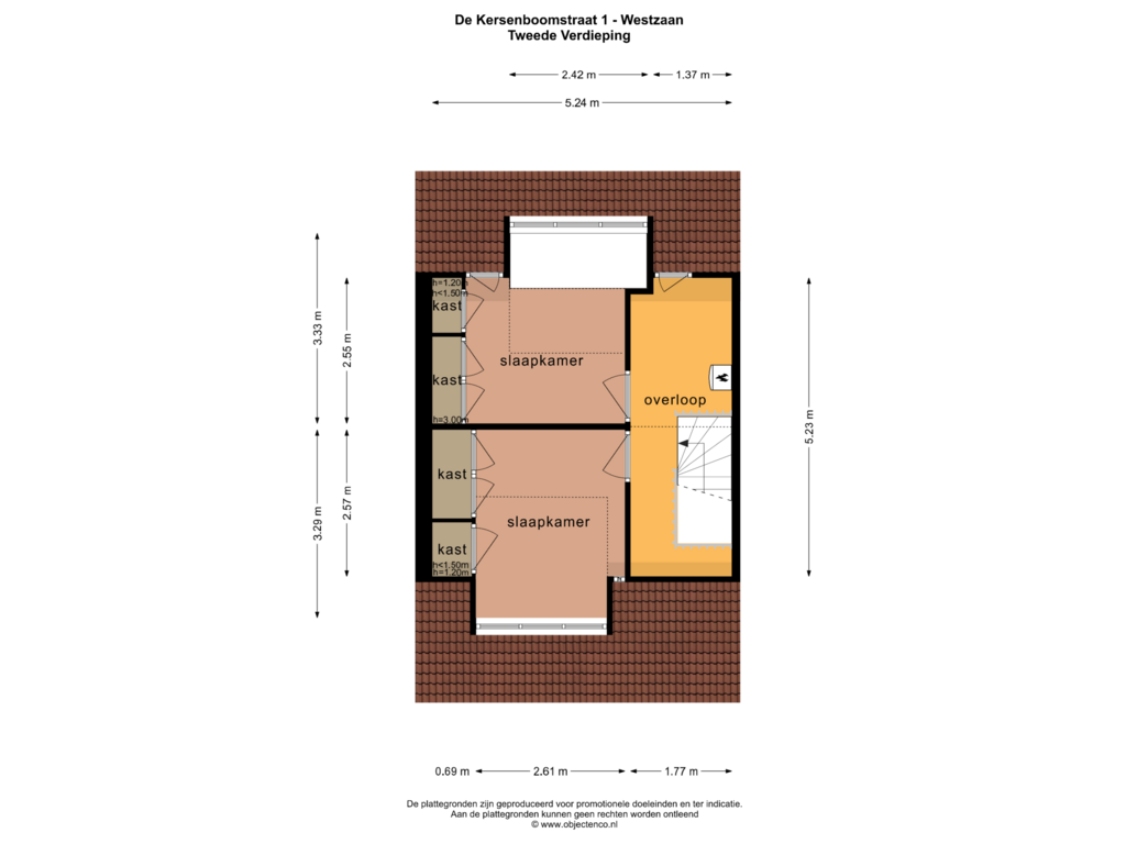 Bekijk plattegrond van TWEEDE VERDIEPING van De Kersenboomstraat 1