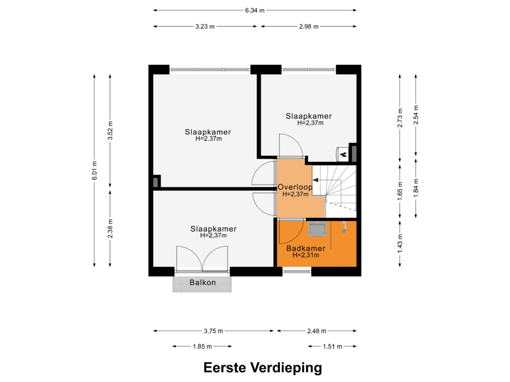 Bekijk plattegrond van Eerste Verdieping van Sint Martinusstraat 5