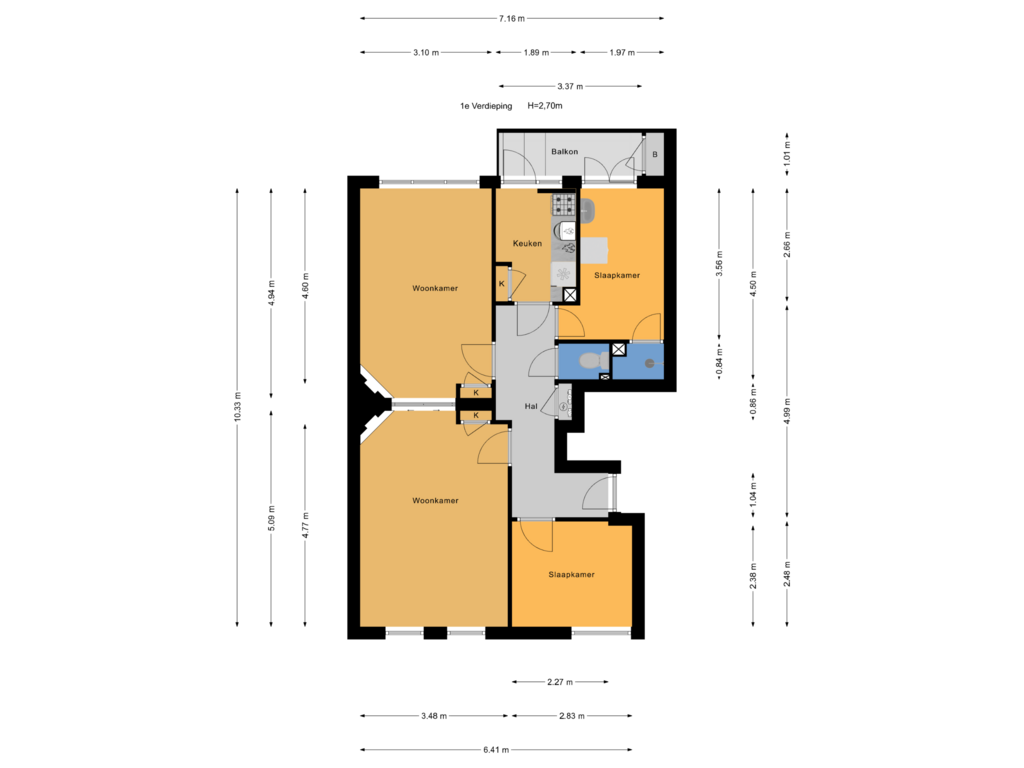 View floorplan of 1e Verdieping of Indigostraat 111