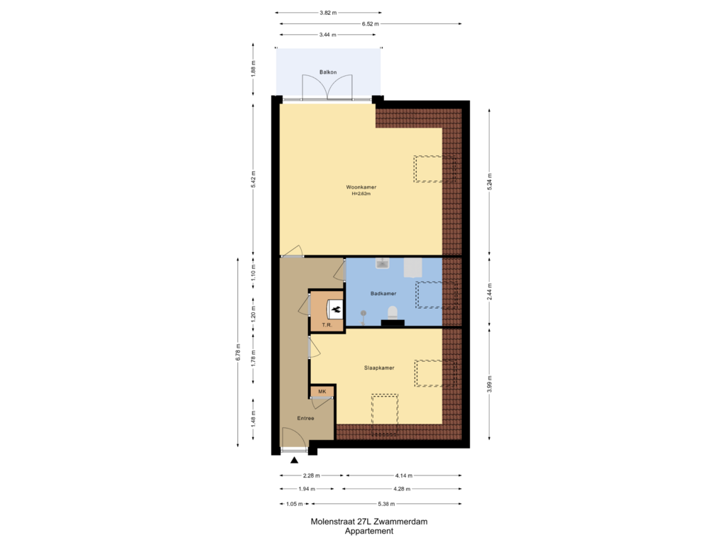 Bekijk plattegrond van Appartement van Molenstraat 27-L