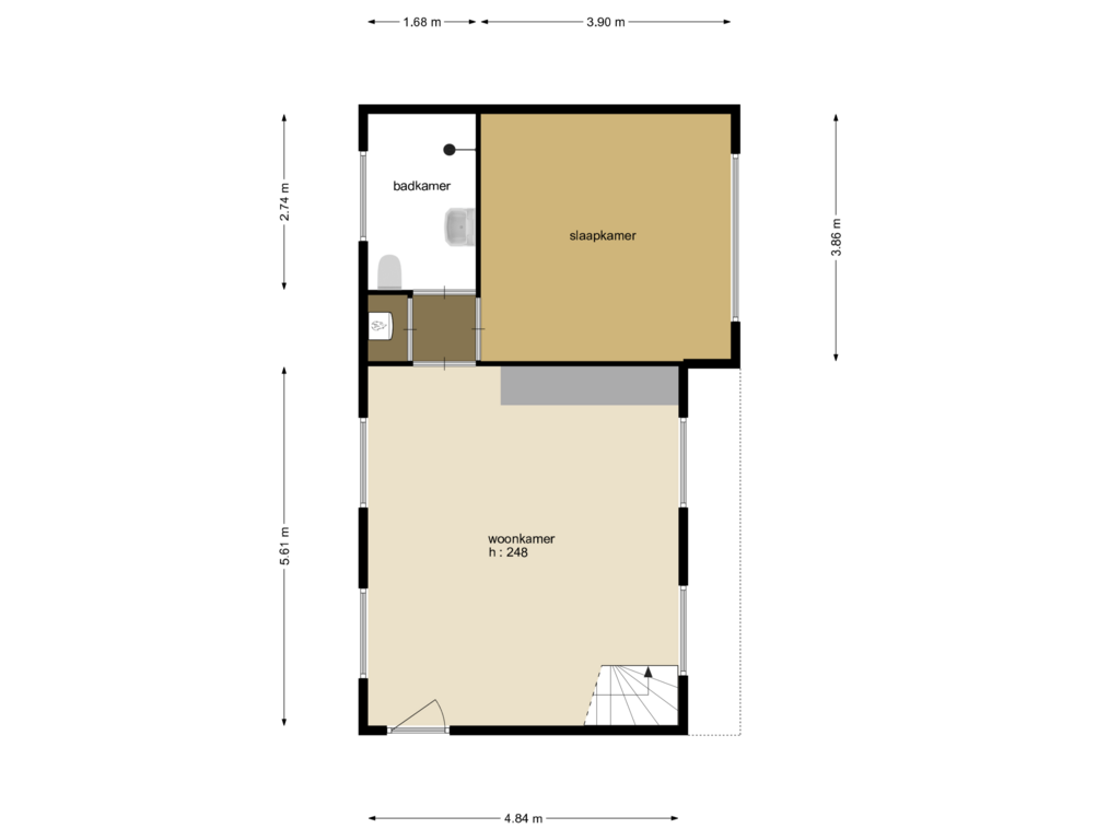 View floorplan of gastenverblijf begane grond of Schutsestraat 32