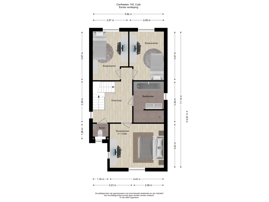 Bekijk plattegrond van Eerste verdieping van Cantheelen 145