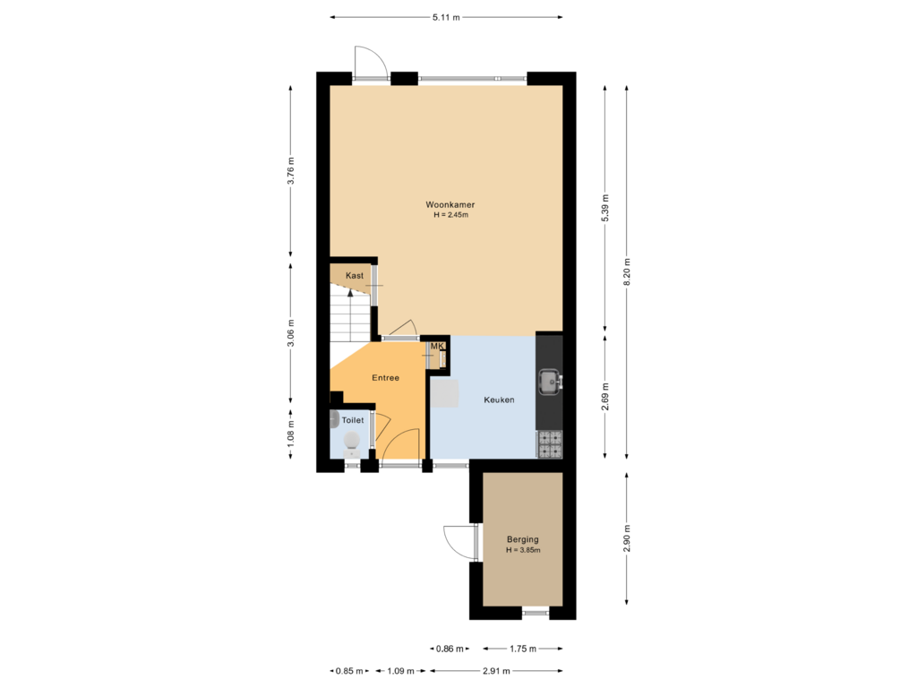 View floorplan of Begane grond of Poort Hil 4