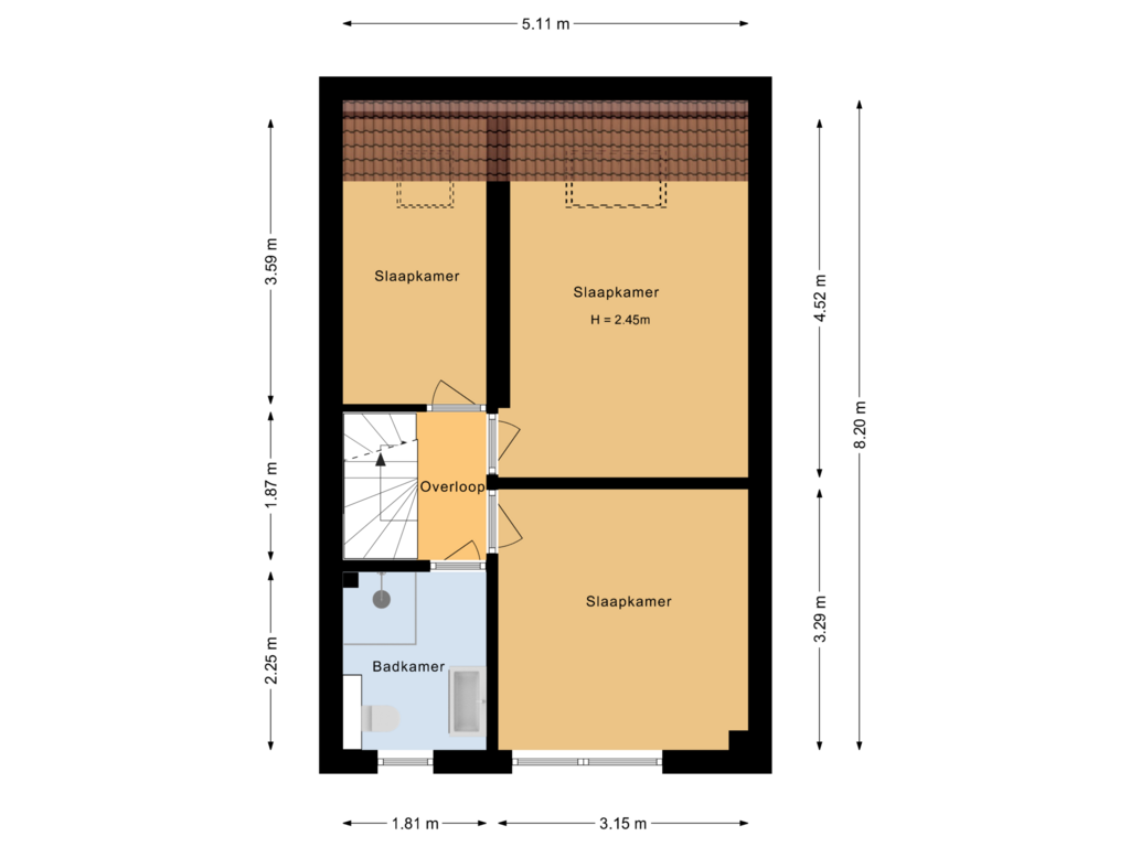 View floorplan of Eerste verdieping of Poort Hil 4