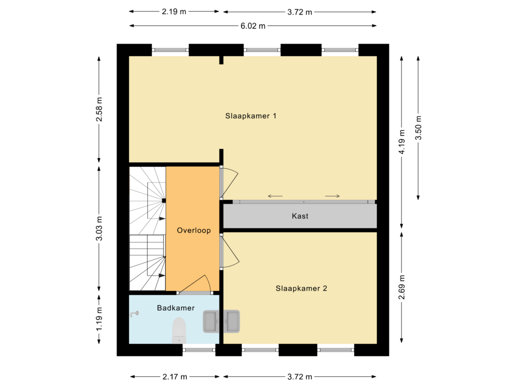 View floorplan of Eerste verdieping of Holleweg 22