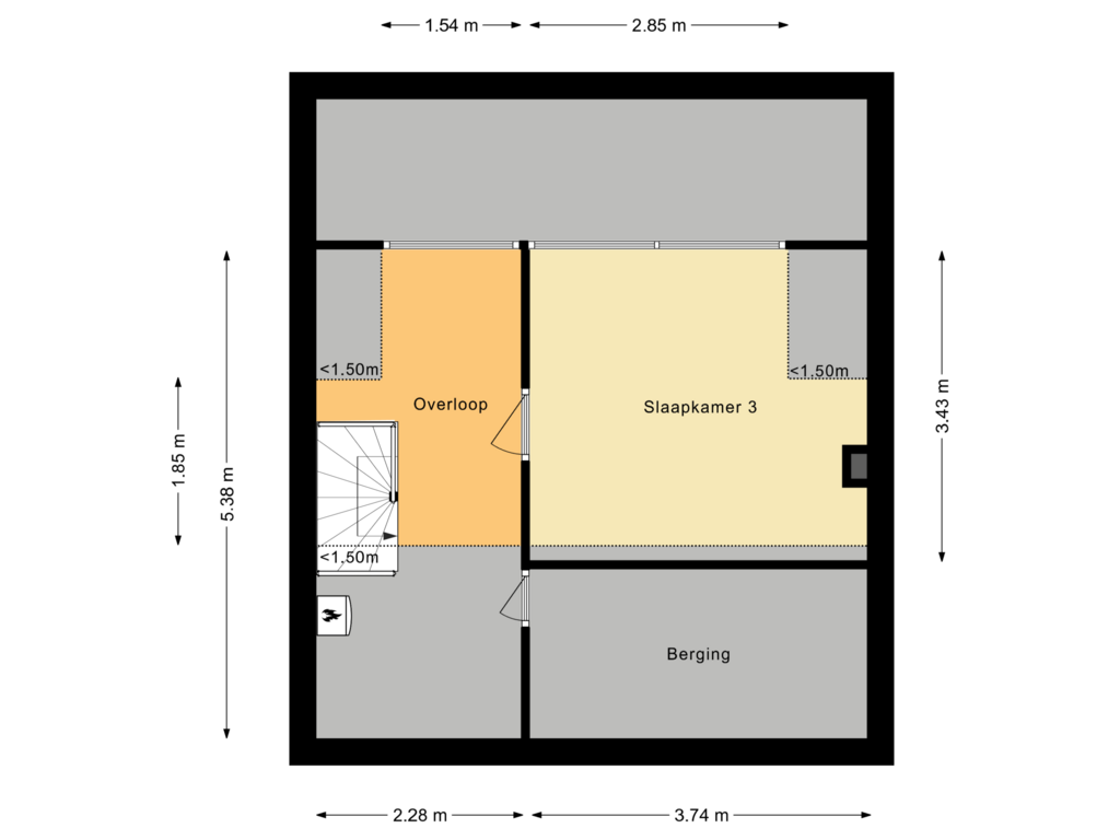 View floorplan of Tweede verdieping of Holleweg 22